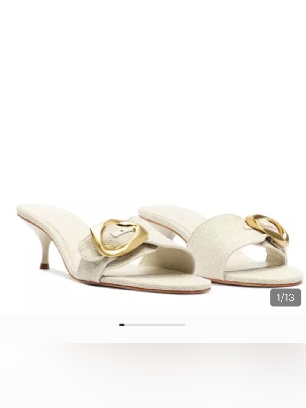 SCHUTZ Cream Slip-On Mules with Gold Buckle